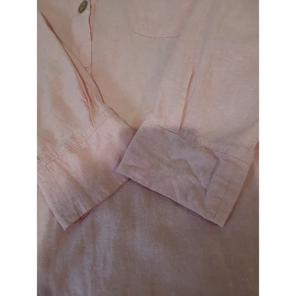 Old Navy Women SZ L Peach Linen blend popover Tunic Top lagonlook boho casual‎ - Picture 10 of 12